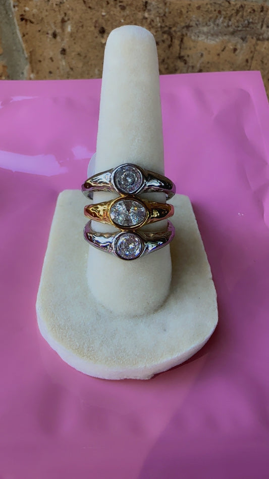 Gold & Silver Triple Stack Diamond Ring