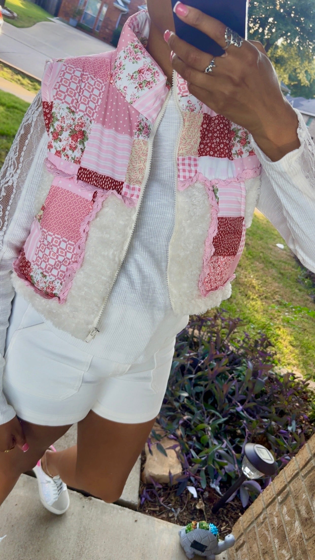 Shabby Chic Floral Patchwork Cozy Girl Vest
