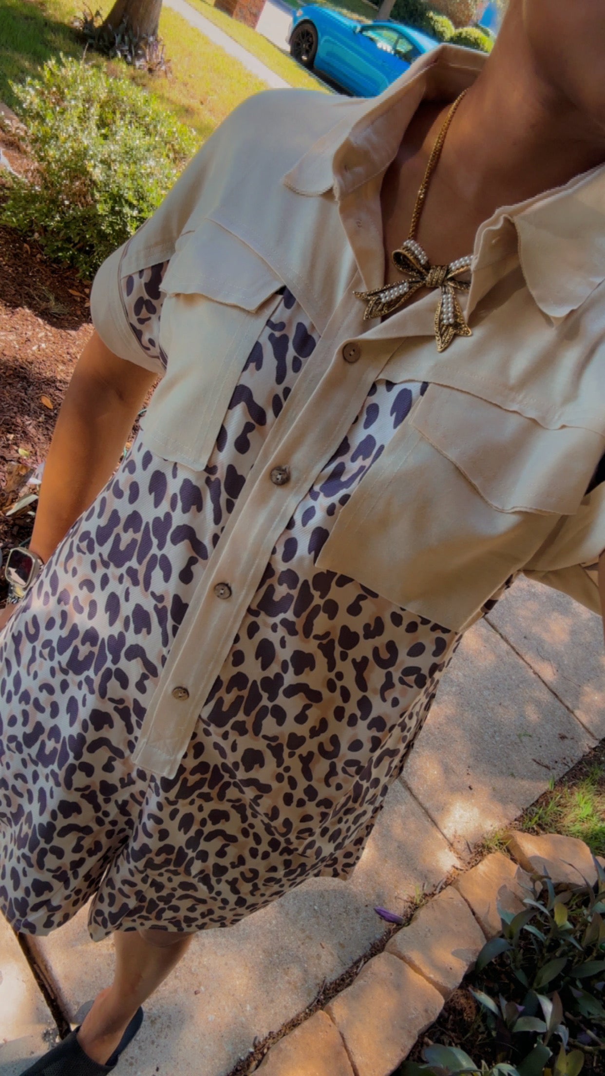 Leopard & Cream Buttoned Collared Jumpsuit