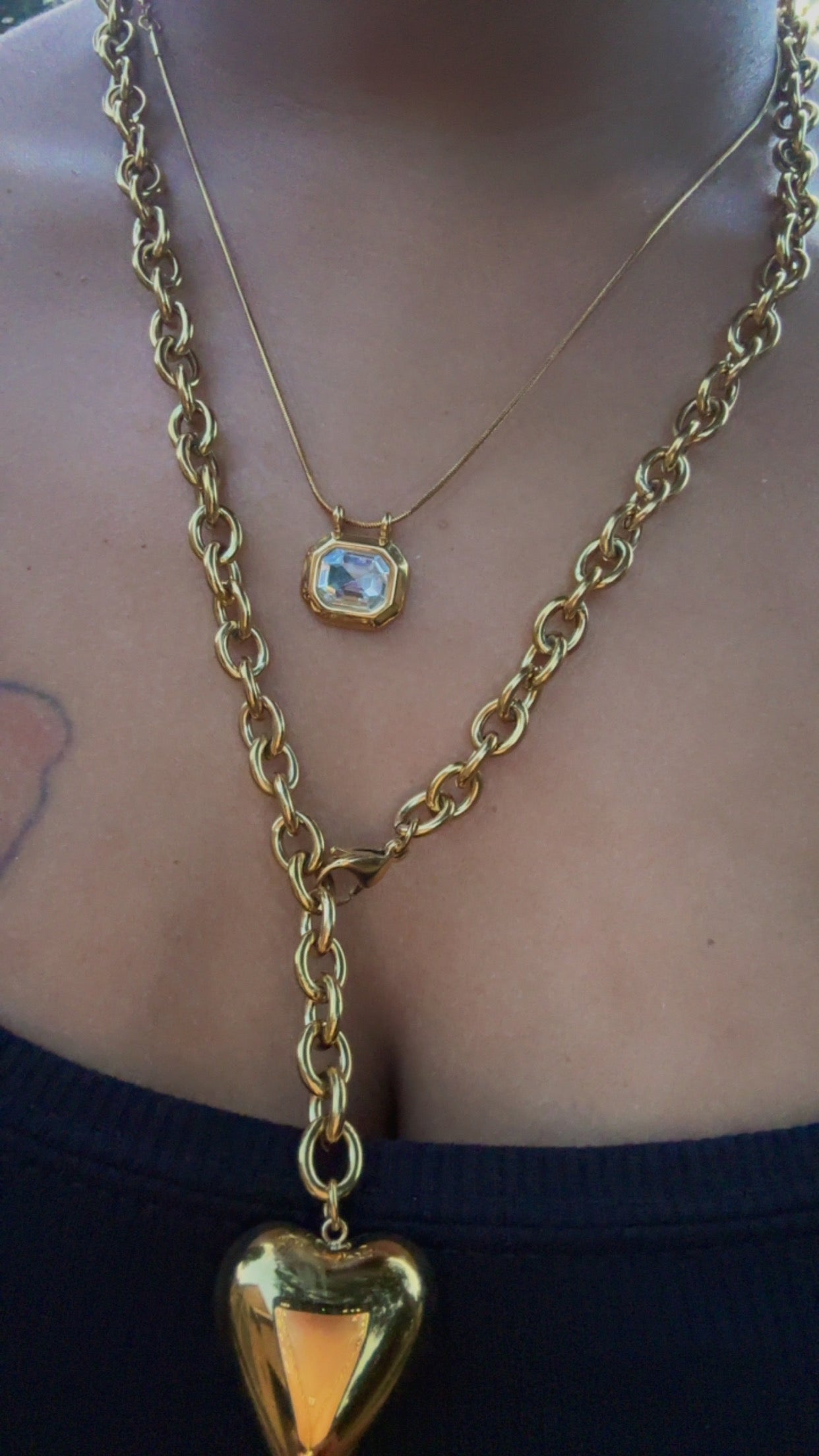 Gold Diamond Geometric Necklace