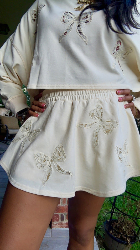 Bow Laser Cut Lounge Skort Bottoms
