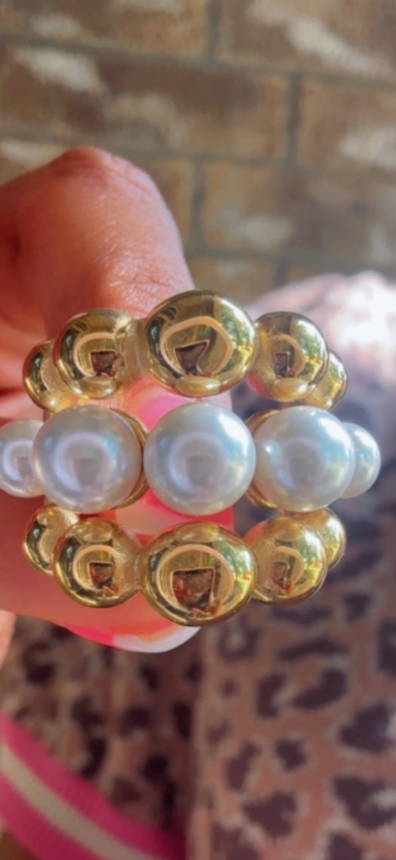 Chunky Gold Ball Faux Pearl Ring