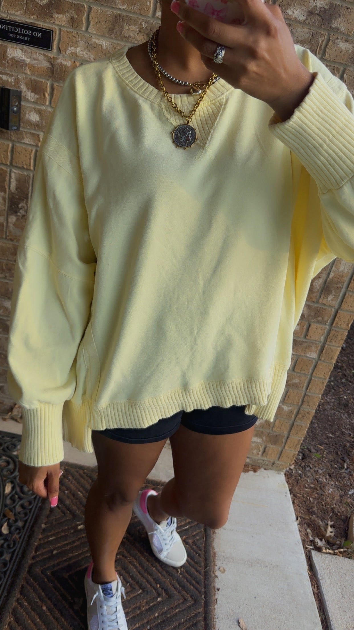 Yellow Mineral Washed Hi-low Oversized French Terry Sweatshirt