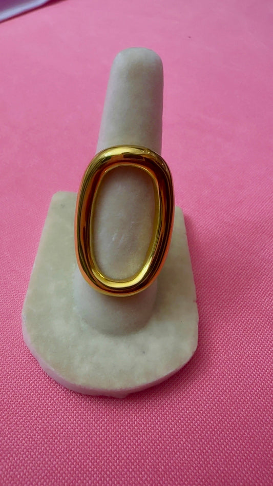 Gold Bold Oval Statement Ring