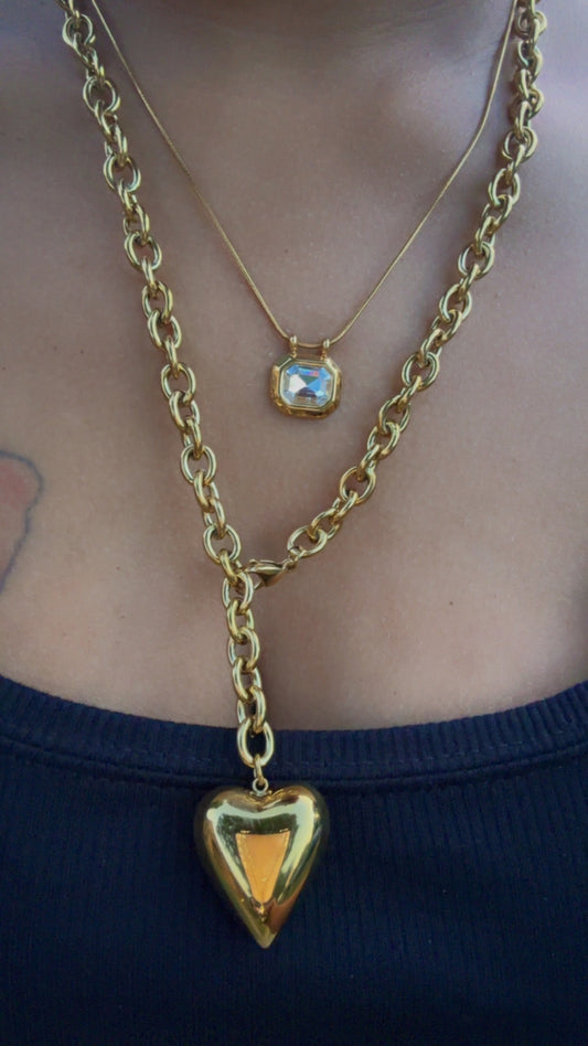 Gold Diamond Geometric Necklace