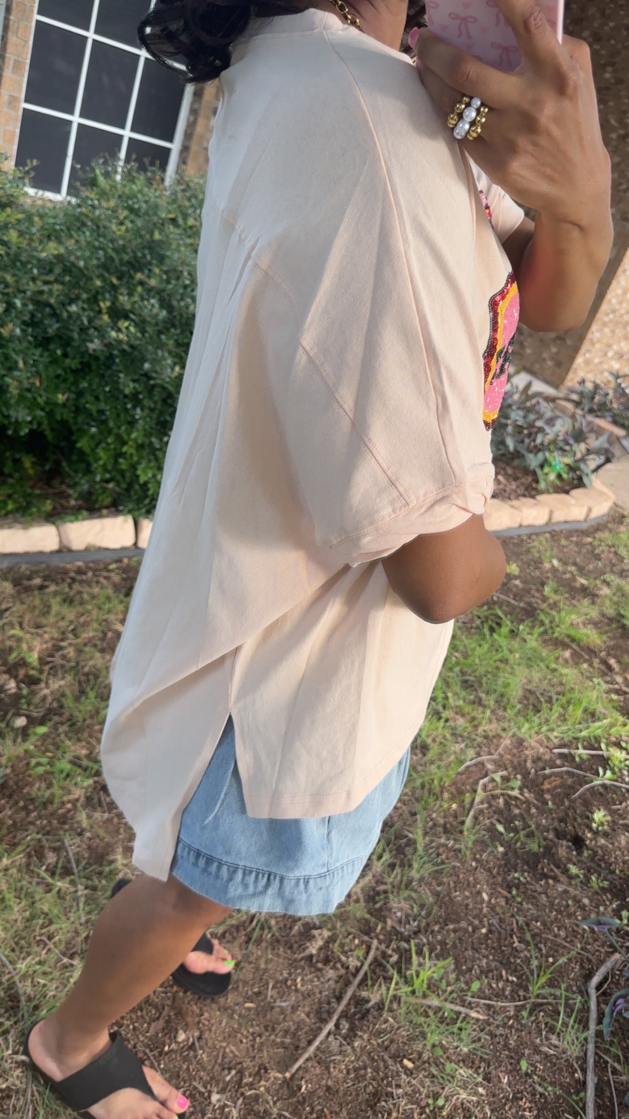 Texas Map & Cowboy Hat Sequins Short Sleeve Top