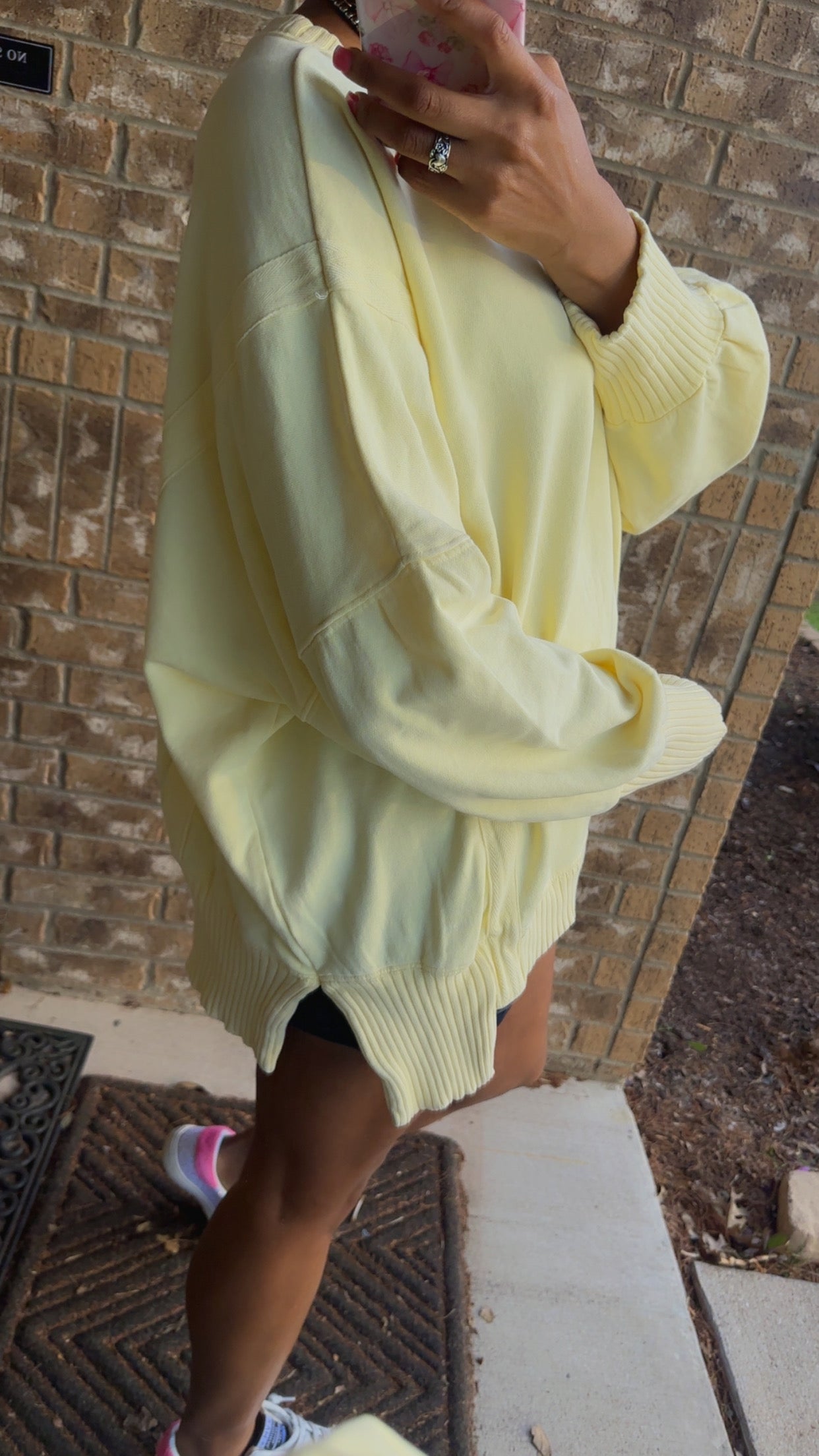 Yellow Mineral Washed Hi-low Oversized French Terry Sweatshirt