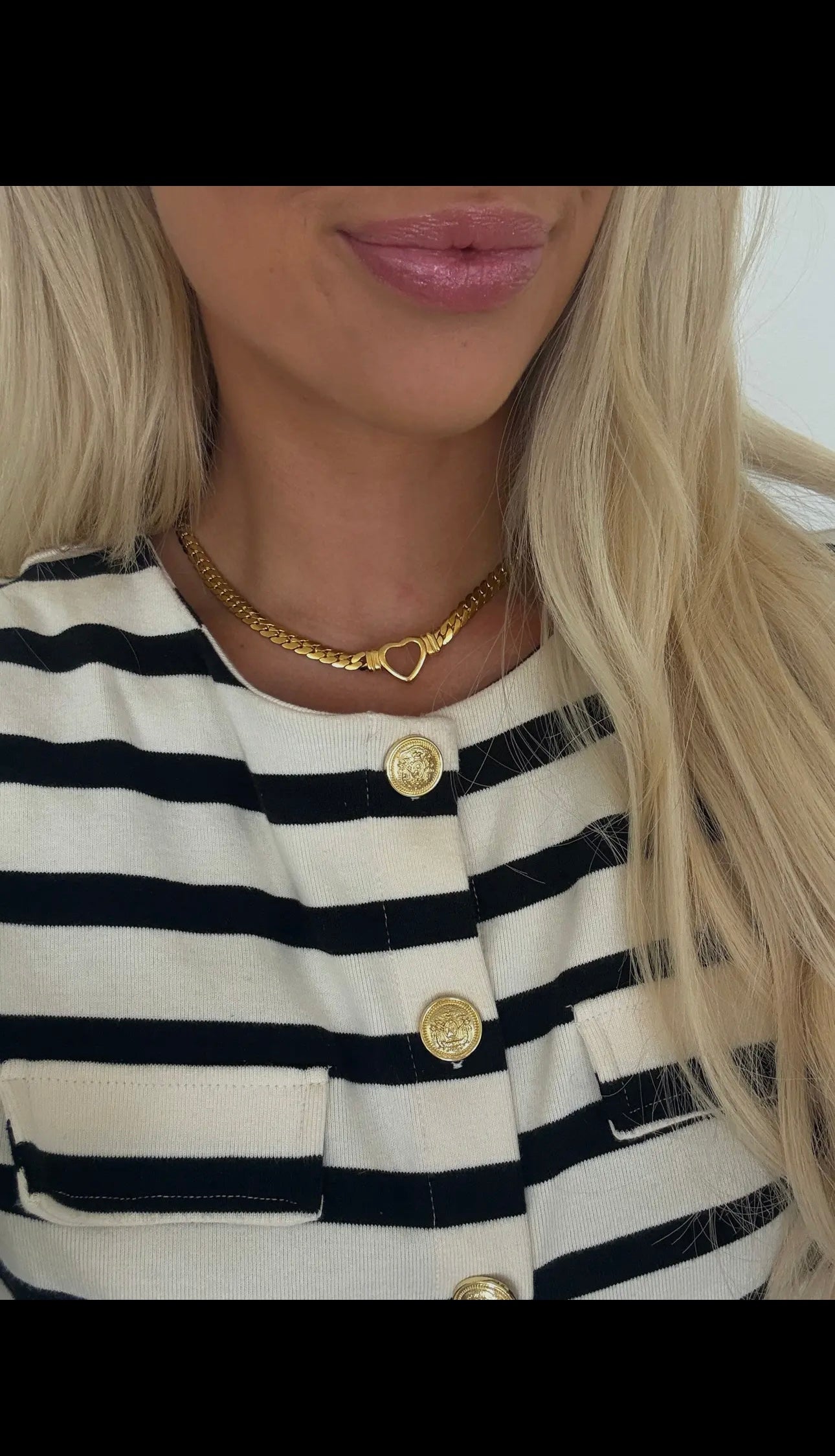 Gold & Silver Small Open Heart Chain Necklace