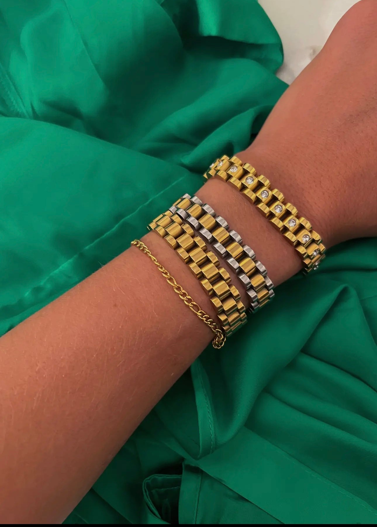 Gold & Silver Watch Chain Band Bracelet