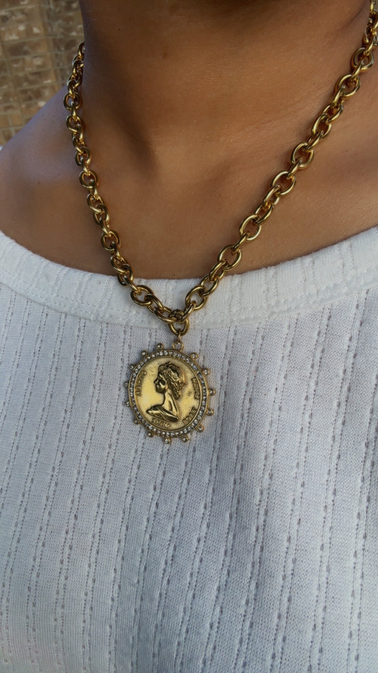 Gold Love Each Other More Coin Necklace