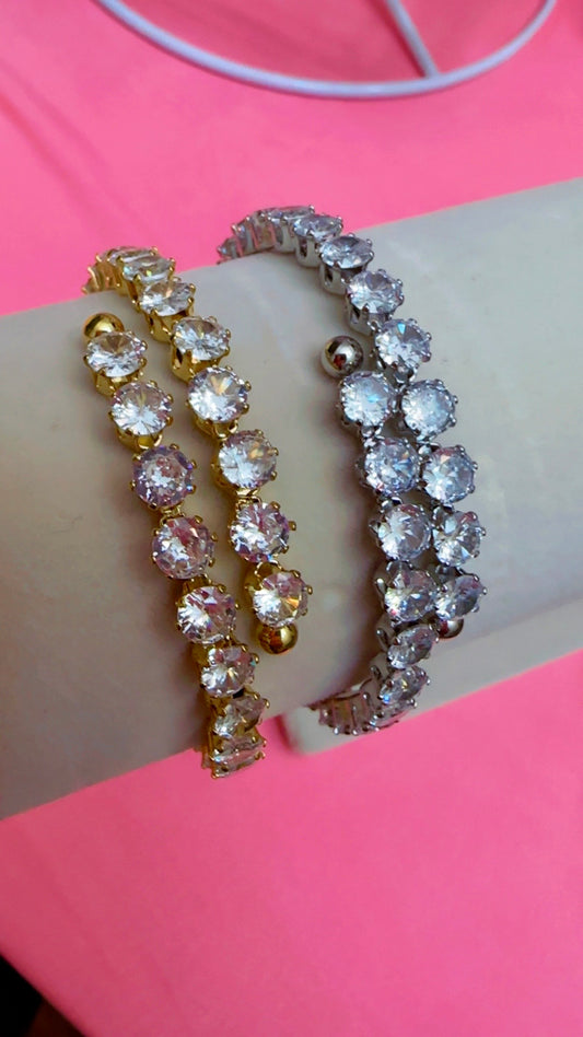 Gold & Silver Crystal Glow Tennis Bracelet