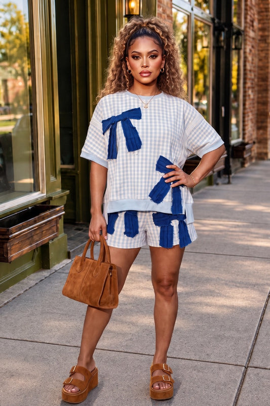 Blue Belle Bow TOP ONLY