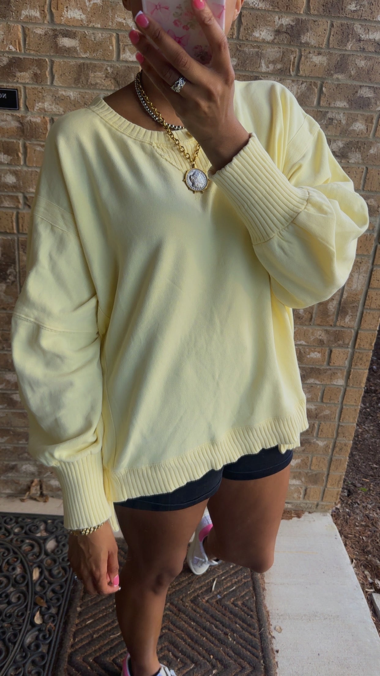 Yellow Mineral Washed Hi-low Oversized French Terry Sweatshirt