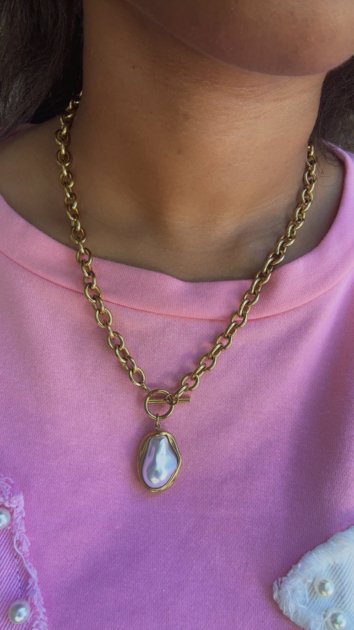 Gold Baroque Pearl Drop Necklace