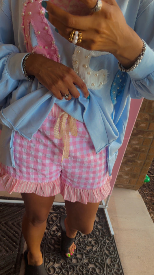 Pink Seersucker Gingham Shorts