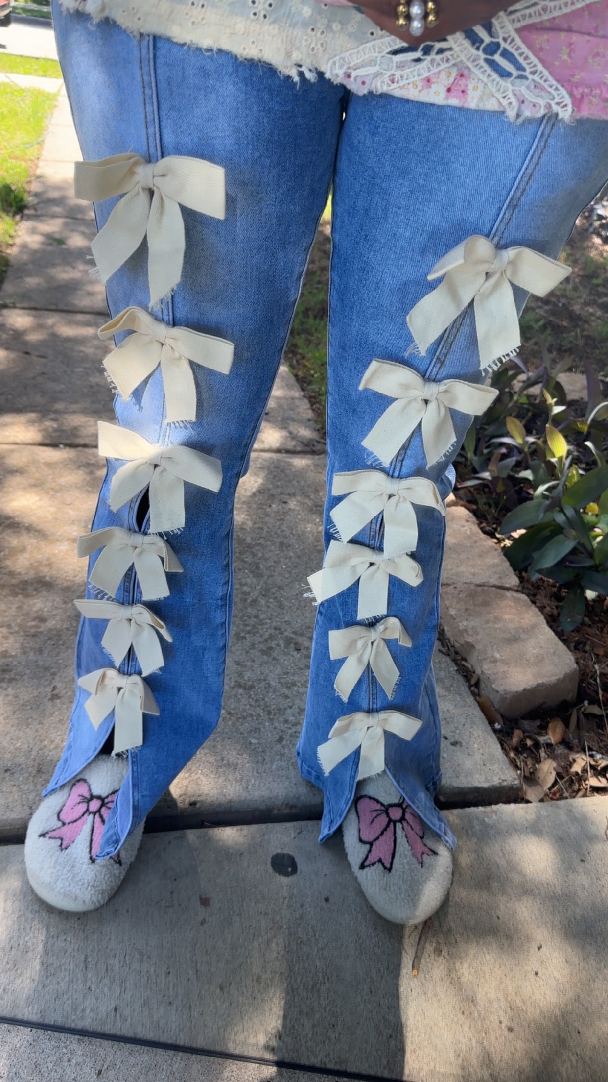 Ribbon Detailed High Waist Flare Stretchy Jeans