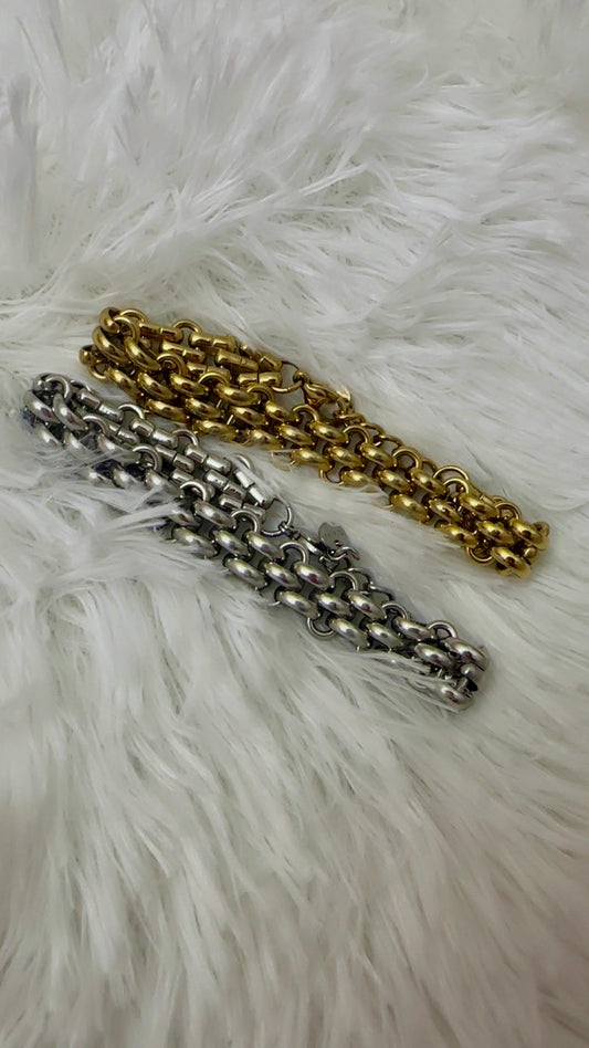 Gold & Silver Cuban Chain Bracelet