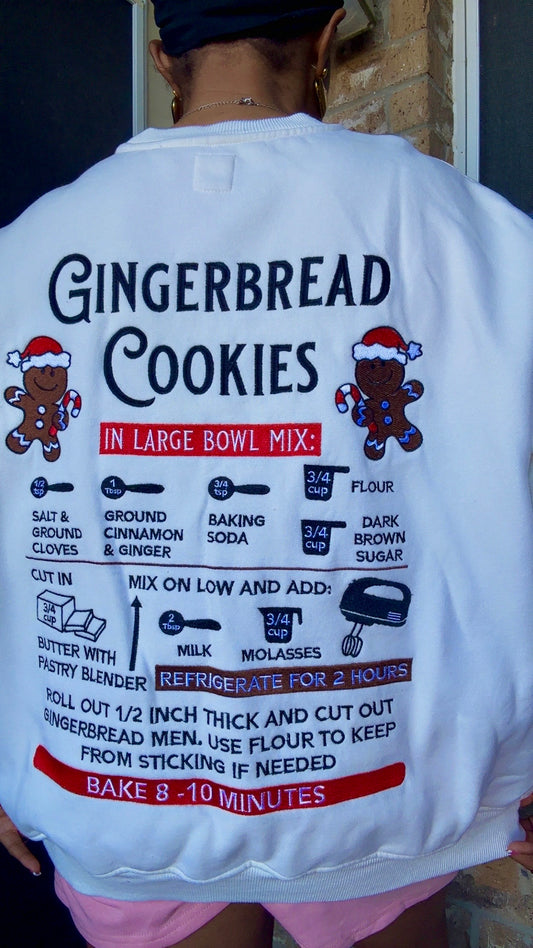 Ivory Gingerbread Recipe Christmas Embroider Sweatshirt