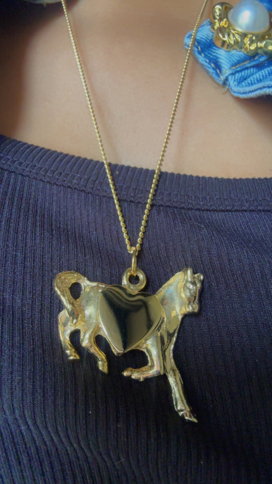 Gold Engrave-able Horse Necklace
