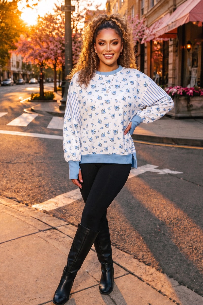 Blue Skies & Blossoms Pullover