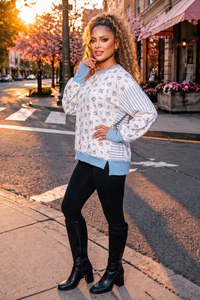 Blue Skies & Blossoms Pullover