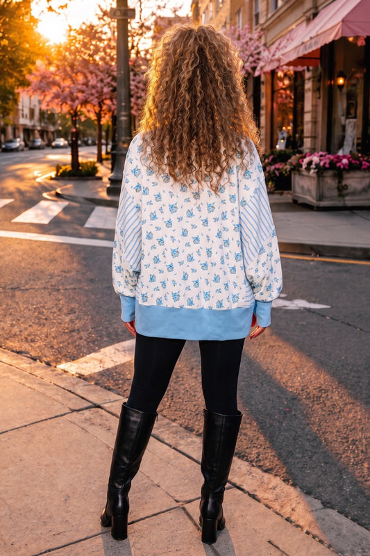Blue Skies & Blossoms Pullover