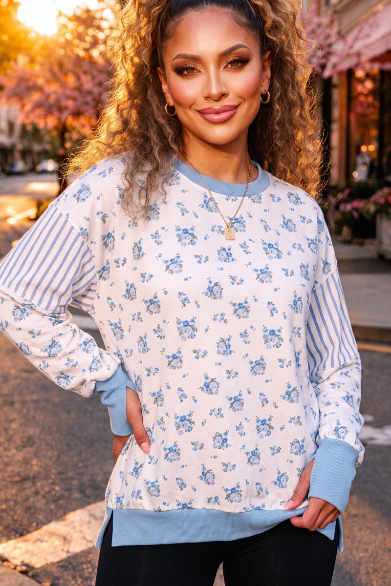Blue Skies & Blossoms Pullover